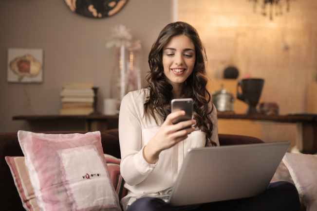 woman holding phone 