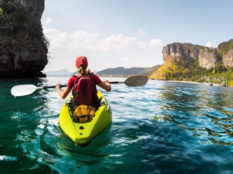 woman kayaking