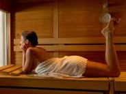 lady enjoying sauna